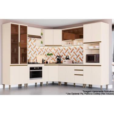 Imagem de Cozinha Modulada Connect 13 Peças 4aéreos+4balcões+ 2 Paneleiros +3complementos C6p15 Off White2 Aéreos + 1 Balcão + 1 Complemento