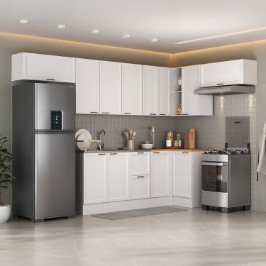 Imagem de Cozinha Compacta 8 Peças 5 Aéreos 3 Balcões Soho Cabecasa Madeiramadeira Branco-branco
