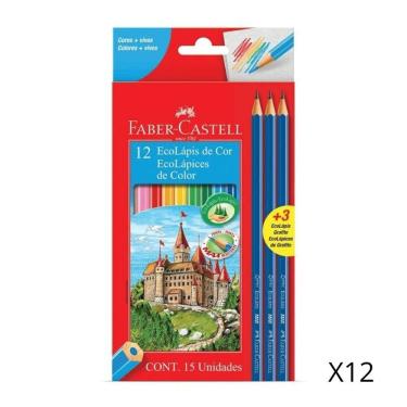 Imagem de Pacote Lápis De Cor Faber Castell - 12 Cores + 3 Lápis Preto C- 12 Unidades