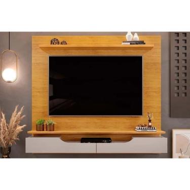 Imagem de Rack Bancada C/ Painel P/ Tv Até 60 Pol Levi Prateleiras 160x146cm Cedro/bali - Dj Móveis