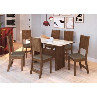 Imagem de Conjunto Sala de Jantar Fidelitá Atenas 150cm Com 6 Cadeiras Noce/Off-