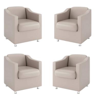 Imagem de Kit 4 Poltronas Bia Decorativa Reforçada Recepção Clinica Salão Sala De Estar Courino