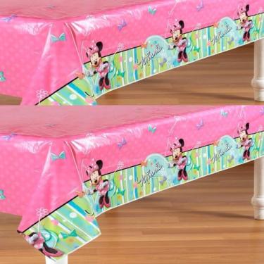 Imagem de Pacote com 2 capas de mesa de plástico licenciadas pela Amscan, para celebração de aniversário, para o tema Minnie Mouse da Disney, multicolorido - Oficialmente licenciado