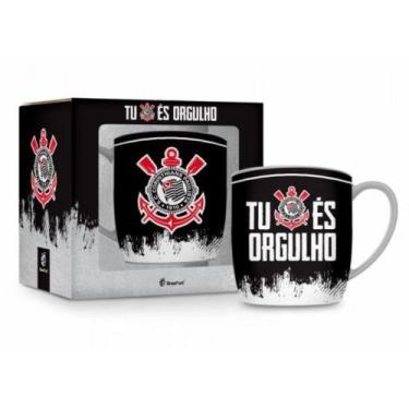 Imagem de Caneca em Porcelana Urban 360ml - Corinthians - Branca e Preto - BrasF