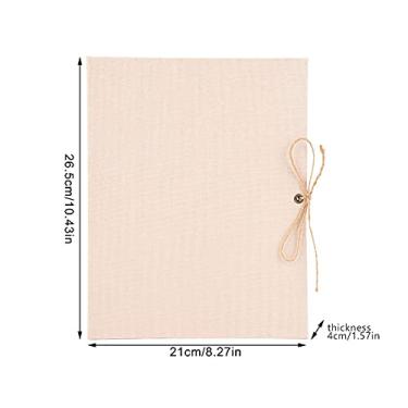 Imagem de Dioche Álbum de Scrapbook de Linho Criativo Com 30 Páginas Folhas Soltas, Capa Papelão Bege para álbuns Fotos e Memórias, Design Vintage (Grande algodão e arroz de linho branco)