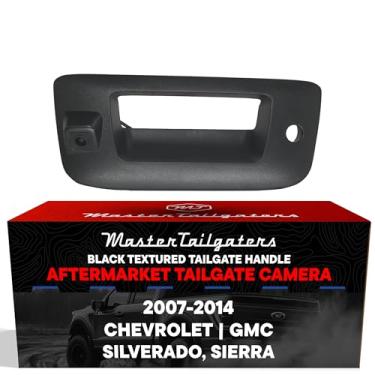 Imagem de Master Tailgaters Alça traseira preta com substituição de câmera reserva para Chevrolet Silverado/GMC Sierra (2007-2014) | IP68 à prova d'água | Linhas de grade de estacionamento disponíveis | Fácil