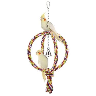 Imagem de Brinquedo de escalada de perco colorido com corda de pássaro para papagaios Budgie Parakeet Cockatiel Cockatoo Conure (C: Brinquedo de balanço 2 anéis)