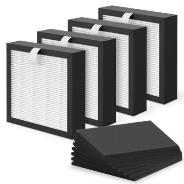 Imagem de Harebery True HEPA Conjunto de filtros de substituição, compatível com purificador de ar VCK LE-AP001, pacote com 4 H13 True HEPA e 8 pré-filtros de carbono