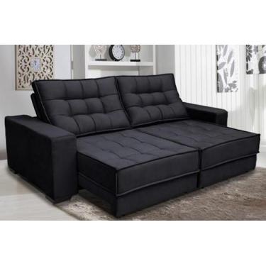 Imagem de Sofá Retrátil e Reclinável 2,90m Suede Coliseu Preto - Sofá Casa