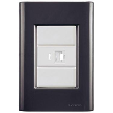 Imagem de Cj Tomada Rj45 Rj 45 Ethernet Giz Grafite Tramontina Completo Pronto Tramontina