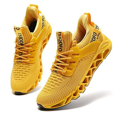 Imagem de SKDOIUL Tênis esportivo feminino para caminhada, moderno, casual, esportivo, tênis de corrida, A069 Amarelo, 12