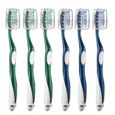 Imagem de Escova de dentes Fremouth Firm para adultos com capa com raspador de l