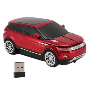 Imagem de Sports Car Wireless Gaming Mouse 2.4GHz 1600 DPI Cool 3D Shape de carro Mouse de computador com receptor USB para laptop PC Gaming Office Work (Vermelho)