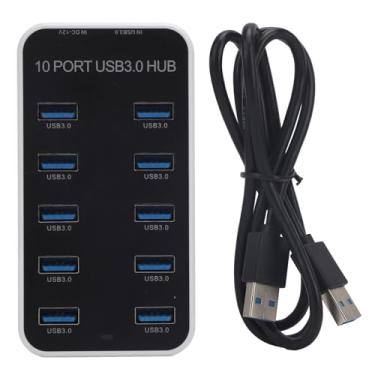 Imagem de Data Hub Splitter 10 Portas USB 3.0 Estação de docking USB de transmissão de dados rápida com porta de energia DC12V24V para laptop Console de jogos de mesa de mesa