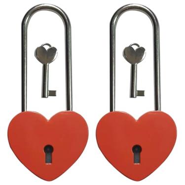 Imagem de BoutCr Cadeado de coração laranja com cadeado de 9,9 cm, 99,1 mm, para Dia dos Namorados, Dia dos Namorados, Casamento, Lovelock Bridge, Viagem, Árvores dos Desejos (Laranja, 2 peças)