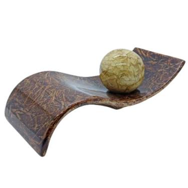 Imagem de Centro de Mesa Decorativo Rack Sala Cerâmica Marmorizada com Esfera - 