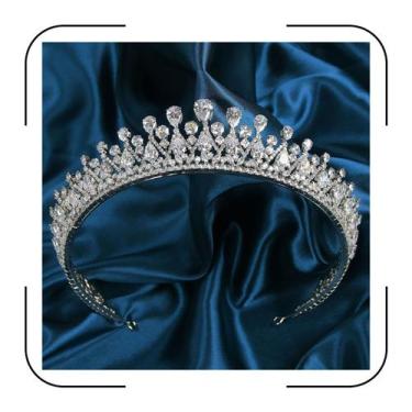 Imagem de Tiara de casamento QXMYOO Tiaras de zircônia cúbica de prata vintage