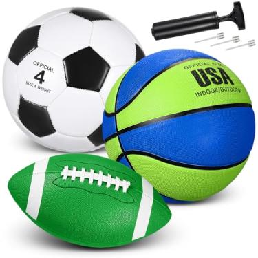 Imagem de Libima Conjunto de 3 bolas esportivas para crianças e adolescentes inclui tamanho oficial 5 basquete 4 futebol 6 futebol com bomba e bolsa de transporte, prática de treinamento, presente esportivo