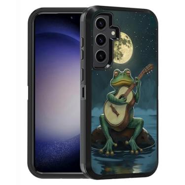 Imagem de FQTBCEARI Projetada para Samsung Galaxy S25 FE, capa protetora de corpo inteiro à prova de choque de 3 camadas de grau militar para Samsung Galaxy S25 FE 5G de 6,7 polegadas, sapo tocando guitarra