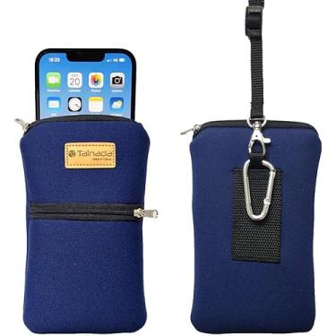 Imagem de Tainada Capa masculina feminina de neoprene à prova de choque com zíper, bolsa com mosquetão, cordão de pescoço, coldre para cinto para iPhone 16/15/14 Pro Max, 16/15 Plus, 16e; Samsung S25, S24+