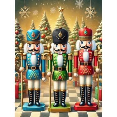 Imagem de JJBSWYMT Kits de arte de diamante de quebra-nozes de Natal para adultos, kits de pintura de diamante quebra-nozes 5D para adultos iniciantes, faça você mesmo, pintura completa de diamante, arte e