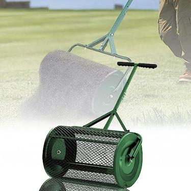 Imagem de TBFAZDEL Espalhador de composto para espalhador de gramado e jardim, cabo longo, turfa, musgo, gramados, adubo, adubo, para jardim, metal, malha, cesta, semente, 001,40 × 60 cm