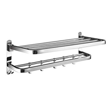 Imagem de Prateleira de banheiro Prateleira de banheiro SUS 304 toalheiro de banheiro de aço inoxidável prateleira de toalha com barras de toalha e ganchos de toalha móveis suporte de toalha de parede
