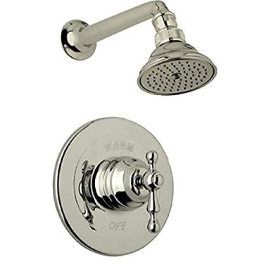 Imagem de Rohl Kit ACKIT30EOP-STN Pacote de chuveiro arcana com maçaneta de porcelana branca ornamentada inclui AC100OP e C5504E, níquel acetinado