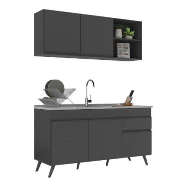 Imagem de Armário De Cozinha Compacta 150cm Veneza Multimóveis V2142 Preto Preto
