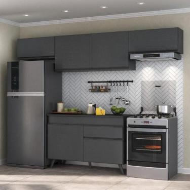 Imagem de Armário De Cozinha Compacta 4 Peças Veneza Preto - MULTIMOVEIS