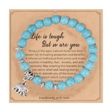 Imagem de Presentes inspiradores de saúde mental para mulheres, pulseiras elásticas com contas de cristal de elefante, feito à mão, presente de Natal, formatura, aniversário para mulheres, amantes de elefantes
