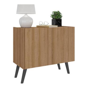 Imagem de Mesa De Cabeceira Retrô 2 Portas Multimóveis Mp4133 Rustic/preta Rustic/preto