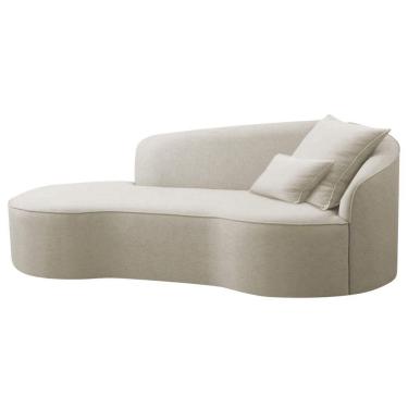 Imagem de Divã Recamier Curvo Sala De Estar Recepção Inglaterra 150cm Lado Esquerdo Bouclé - Adj Decor Cor Bege