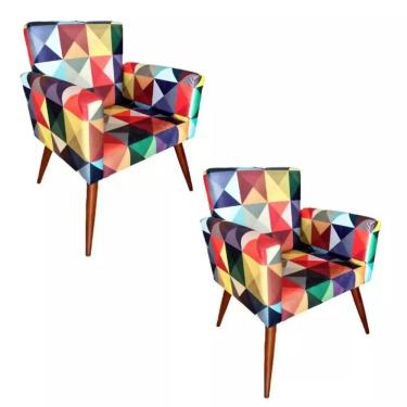 Imagem de Kit 2 Poltronas Decorativas Nina Sala Triangulo Colorido