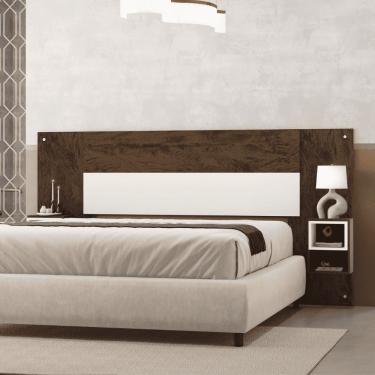 Imagem de Cabeceira Cama Box Regulável Casal/solteiro Com Nicho Acoplado Tóquio Imbuia/champanhe - Mabe Magazine