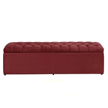 Imagem de Calçadeira Recamier Com Baú Sapateira Dubai 1,38 M Casal Quarto Suede Vermelho - Aurora Line