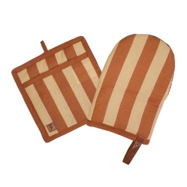 Imagem de Folkulture Conjunto de mini luvas de forno e suporte de panela resistente ao calor | Conjunto de 2 luvas de forno curtas com laço para pendurar | Luvas de forno 100% algodão | Luvas de cozinha