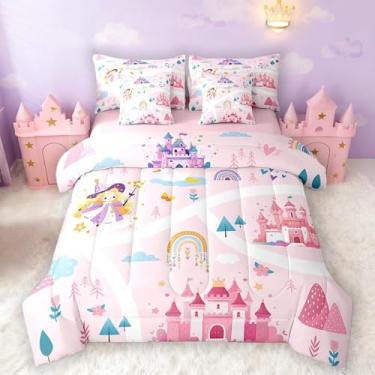 Imagem de Feelyou Conjunto de edredom infantil castelo mágico sonhador de princesa em uma bolsa, 7 peças, 7 peças, decoração de quarto de adolescentes, 7 peças