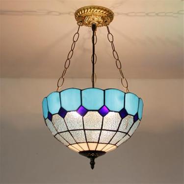 Imagem de Luminária pendente contemporânea de vidro colorido com LED, estilo americano luxuoso e criativo, para sala de estar, restaurante, quarto, hotel, casa de campo, corredor, café, bar ou escada