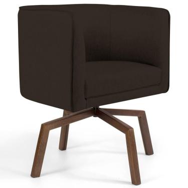 Imagem de Poltrona Decorativa Giratória Base Ka Madeira Betina C-34 Corano Marrom - Domi