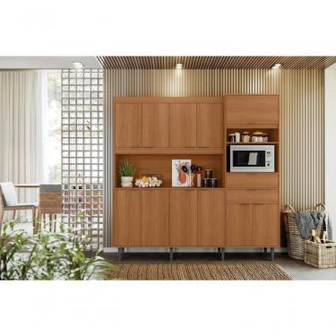 Imagem de Cozinha Bahamas 11 Armários 2 Gavetas Com Espaço Para Microondas E Utilidades - Jequitiba