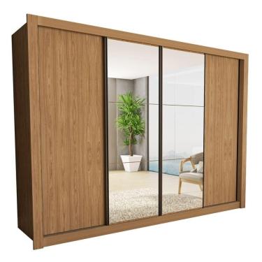Imagem de Guarda Roupa 4 Portas De Correr Com Espelhos 4 Gavetas Firenze Minastex Carvalho