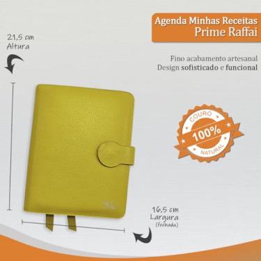 Imagem de Agenda Minhas Receitas Couro 168-R Raffai Couros Cor:Amarelo