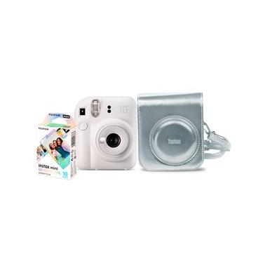 Imagem de Kit Câmera Analógica Fujifilm Instax Mini 12 Mermaid com Bolsa e Pack com 10 Filmes Branca