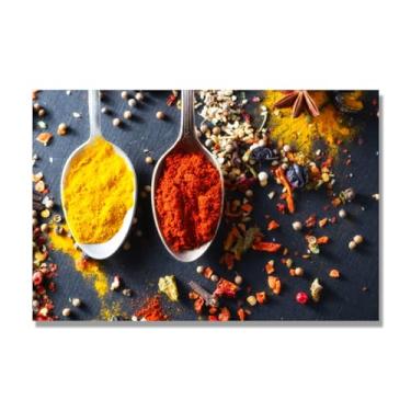 Imagem de NHLDZYH Tela decorativa cozinha, arte vintage especiarias coloridas, arte de parede quadros para sala de estar quarto cozinha. B27. 50 x 75 cm apenas tela