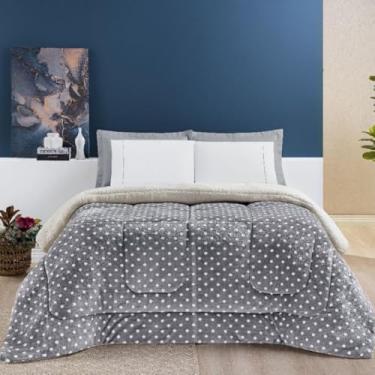 Imagem de Cobertor edredom grosso macio lã de ovelha sherpa coberdrom SOLTEIRO QUEEN e KING (Cinza Poá, Solteiro)