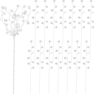 Imagem de BEIQIYA 25 ramos de flores de cristal acrílico, buquês de gotas de contas artificiais, arranjos florais transparentes para casamento, Natal, Dia de Ação de Graças, decoração de mesa para escritório em