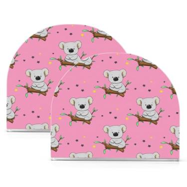 Imagem de Qilmy Porta-guardanapos acrílico fofo Koalas, suporte de lenços de mesa independente, dispensador de papel de coquetel para cozinha, jantar, restaurante, bar, decoração, 2 unidades