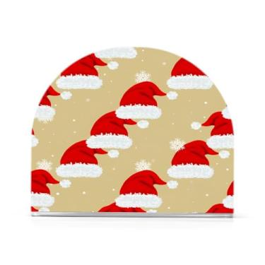 Imagem de JUZIHAI Porta-guardanapos para mesa, chapéus de Natal, dispensador de guardanapo de acrílico, suporte de lenços independente de mesa para cozinha, jantar, bar, festa, decoração de casa