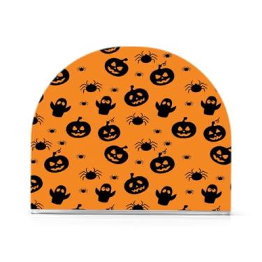Imagem de JUZIHAI Porta-guardanapos assustador de abóbora de Halloween para mesa, dispensador de guardanapo de acrílico, suporte de lenços independente de mesa para cozinha, jantar, bar, festa, decoração de